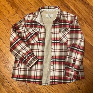 Sage Red and Brown Plaid women’s Button Down Shirt